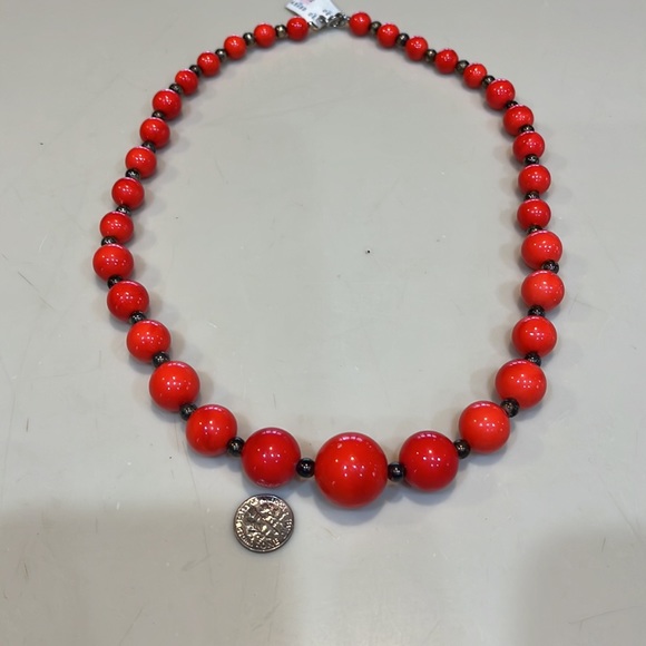 Necklace vintage orange beaded - Picture 3 of 3
